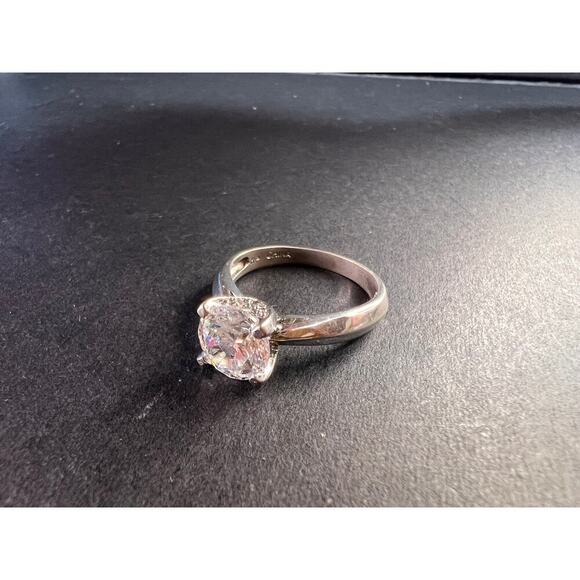 Vintage CZ solitaire sterling silver ring size 7 - Picture 7 of 15